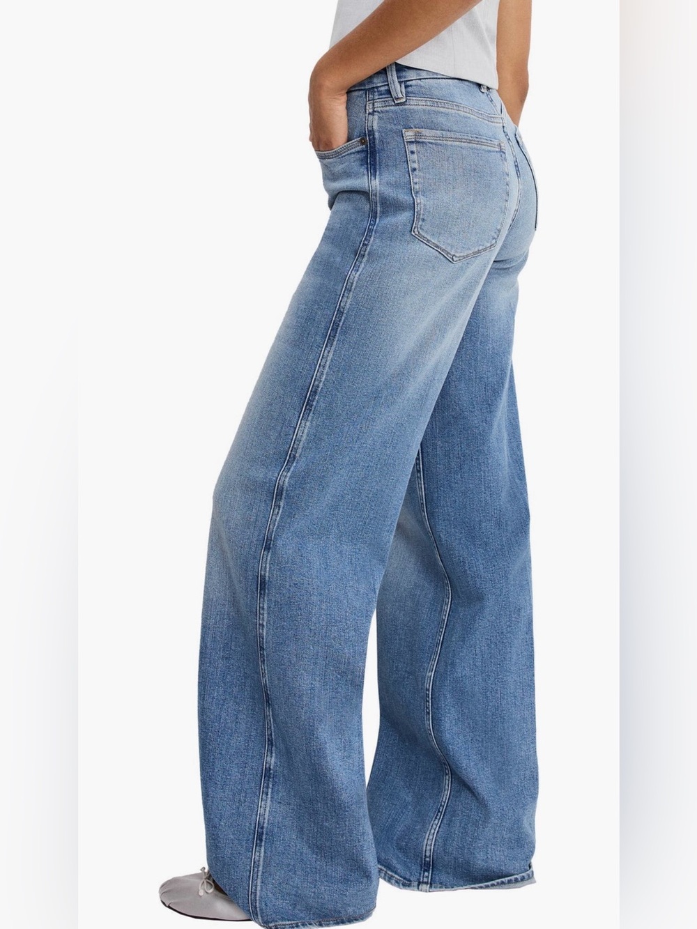 Good American Women's Good Skate Petite High Rise Wide Leg Jeans Size 29 Indigo - Picture 3 of 13